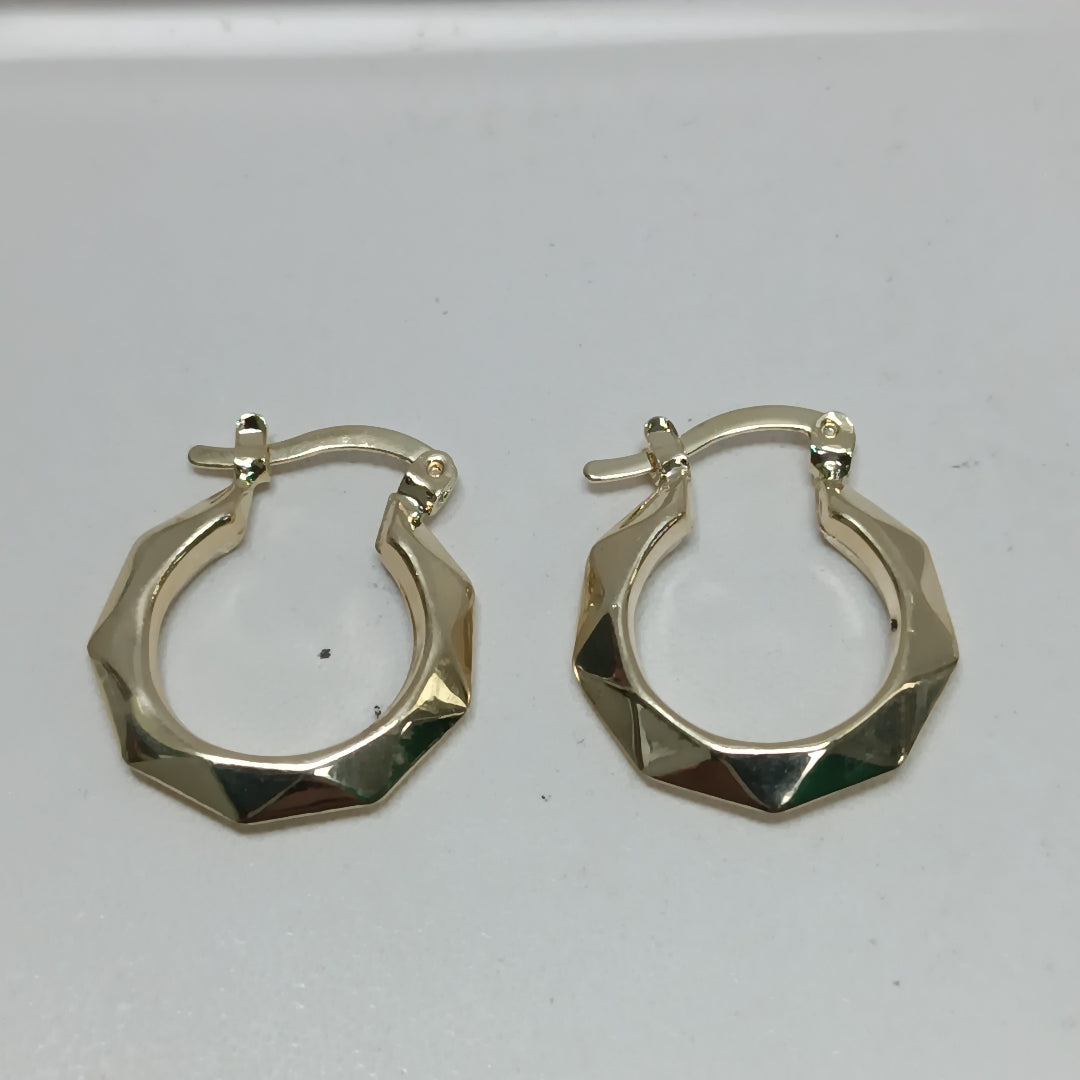 ARETES TEJIDO ARRACADAS FACETADAS 14K 1.8 GR (NUEVO)