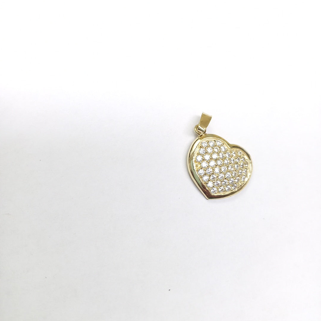 DIJE TEJIDO CORAZON CON CIRCONIAS 14K 1.7 GR (NUEVO)