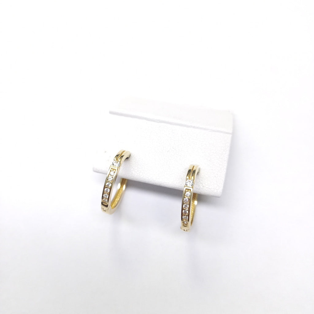ARETES ARRACADAS C CIRCONIAS 14K 2.3 GR (NUEVO)