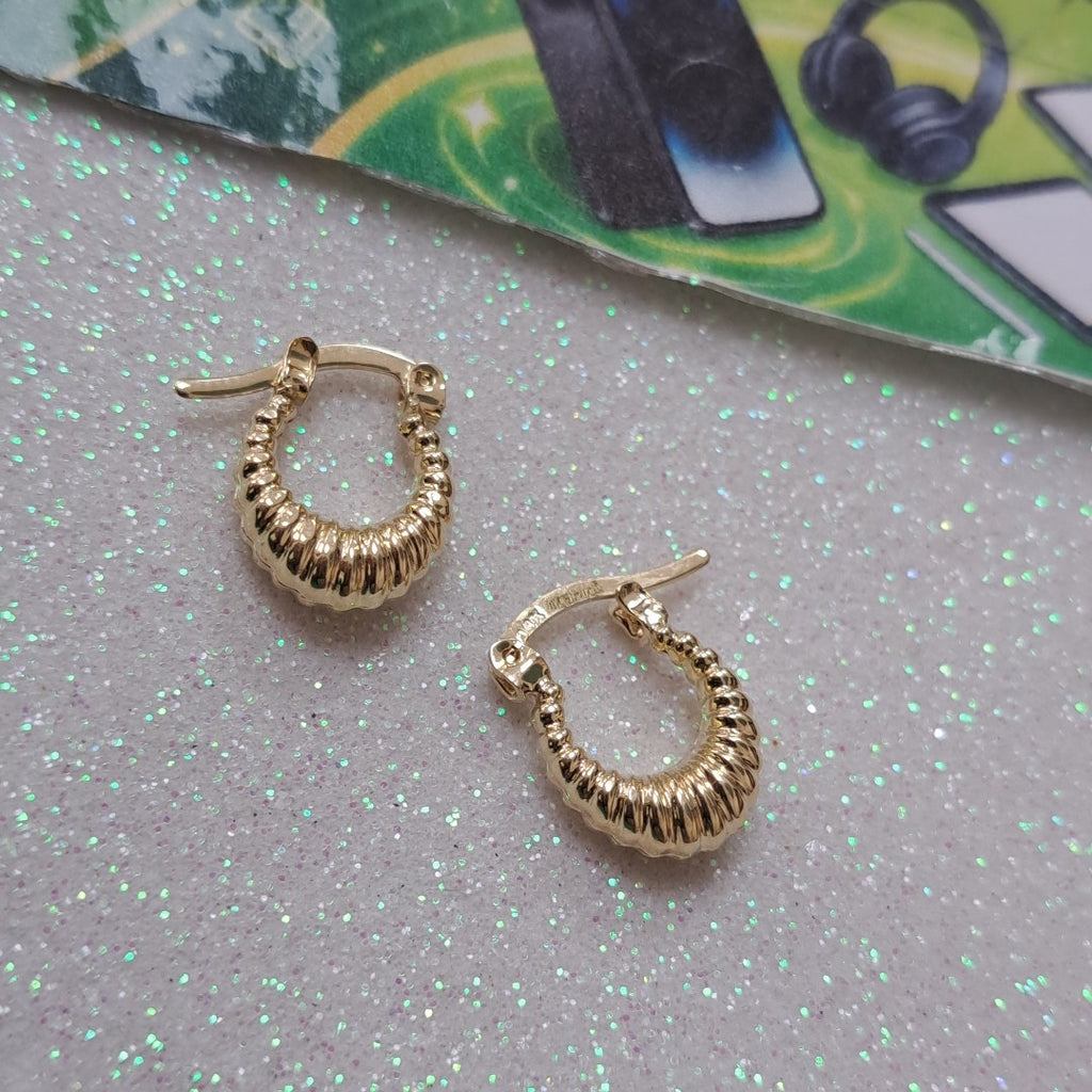 ARETES ARRACADA ESTRIADAS 14K 1 GR (NUEVO)