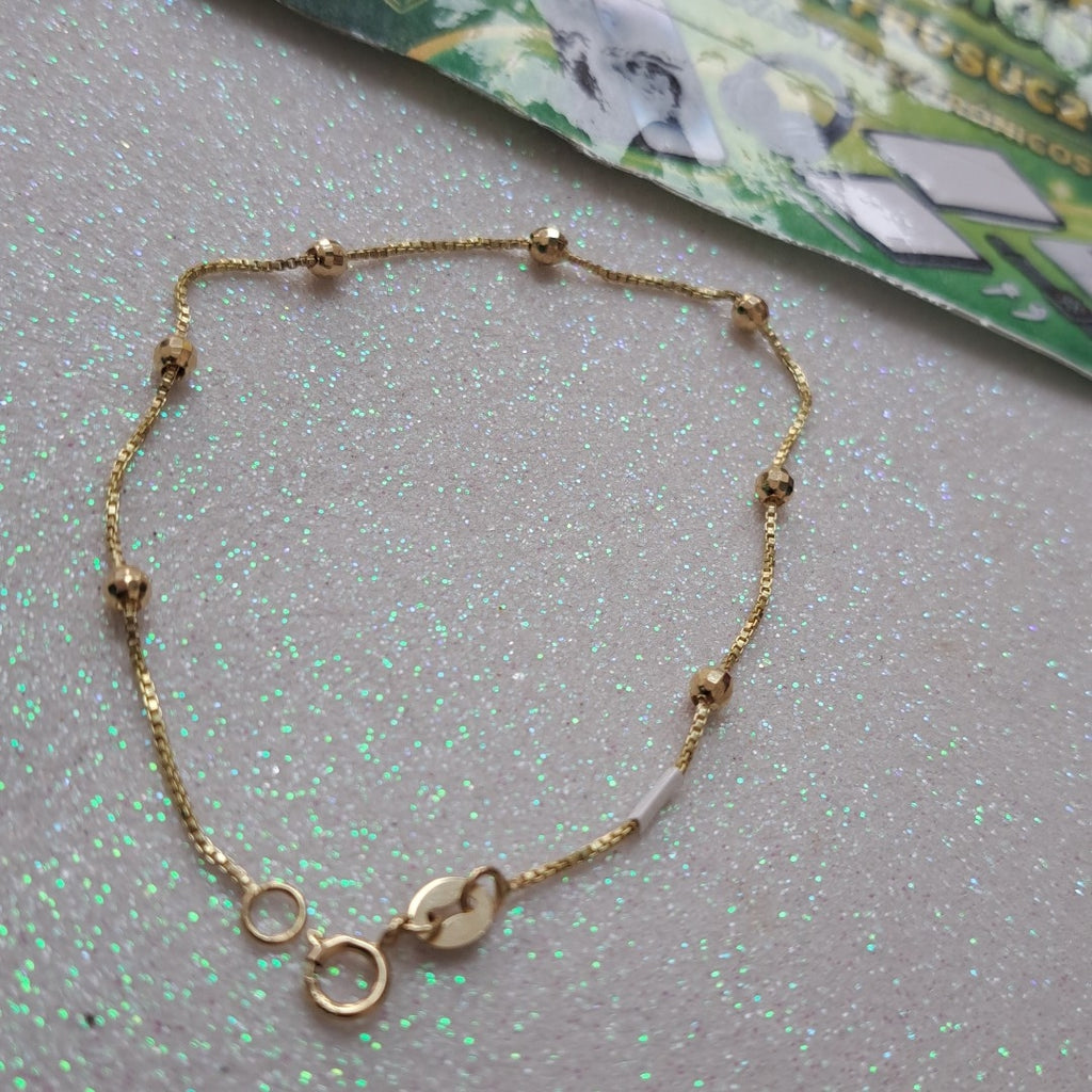 PULSERA ESPECIAL CON BOLITAS 14K 18 CM 1.4 GR (NUEVO)