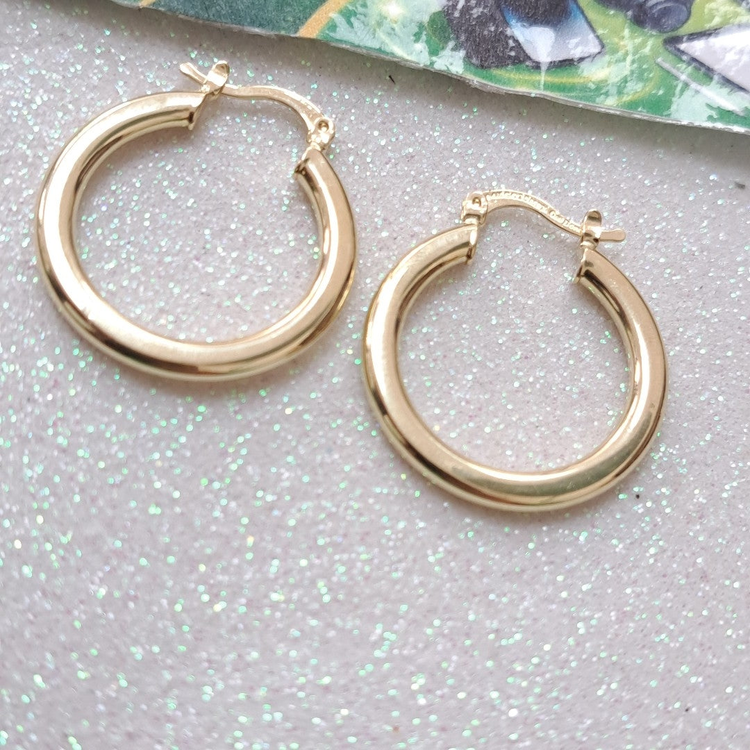 ARETES TEJIDO ARRACADA LISA 14K 2 GR (NUEVO)