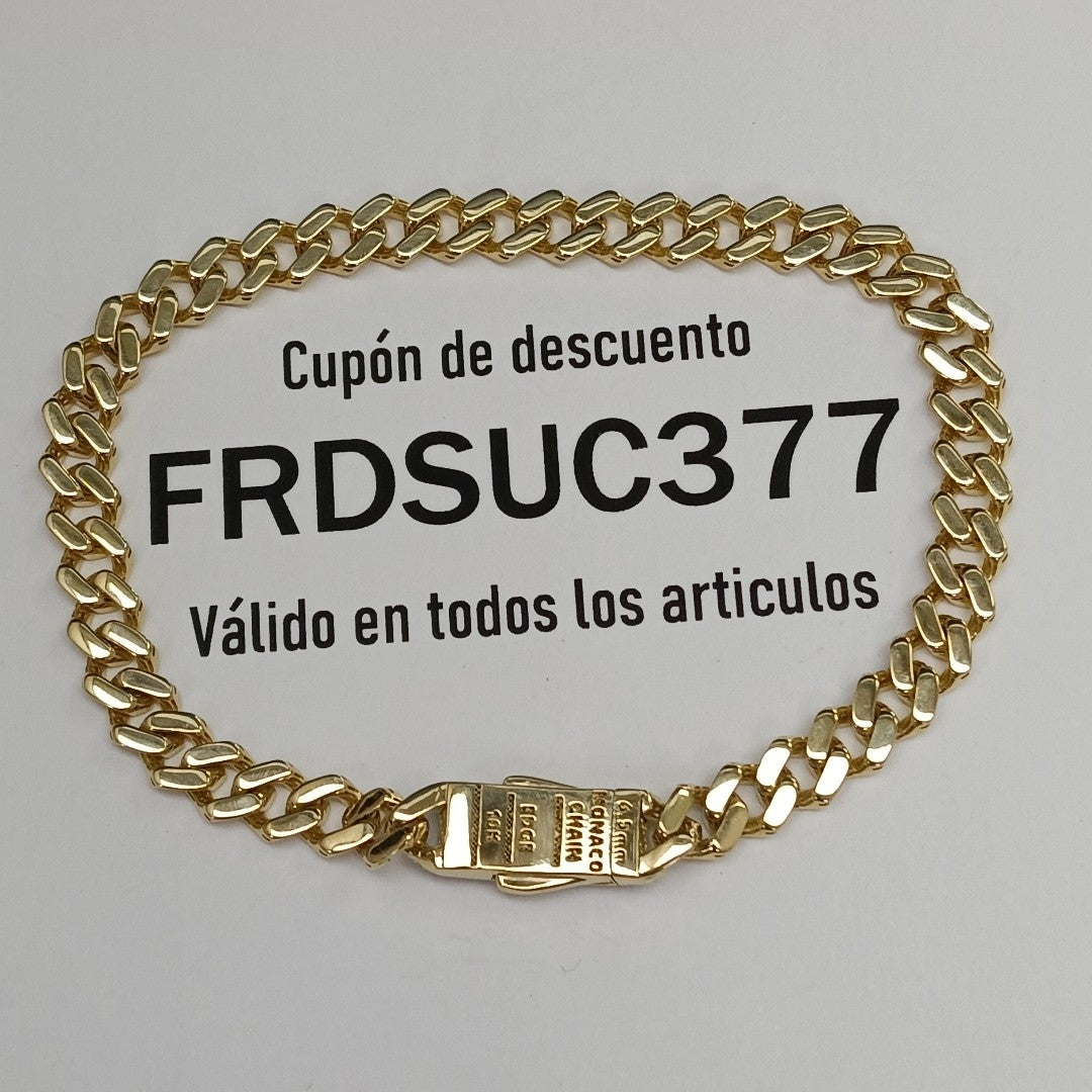 PULSERA CABALLERO MONACO ORO 10K 7.5 (NUEVO)