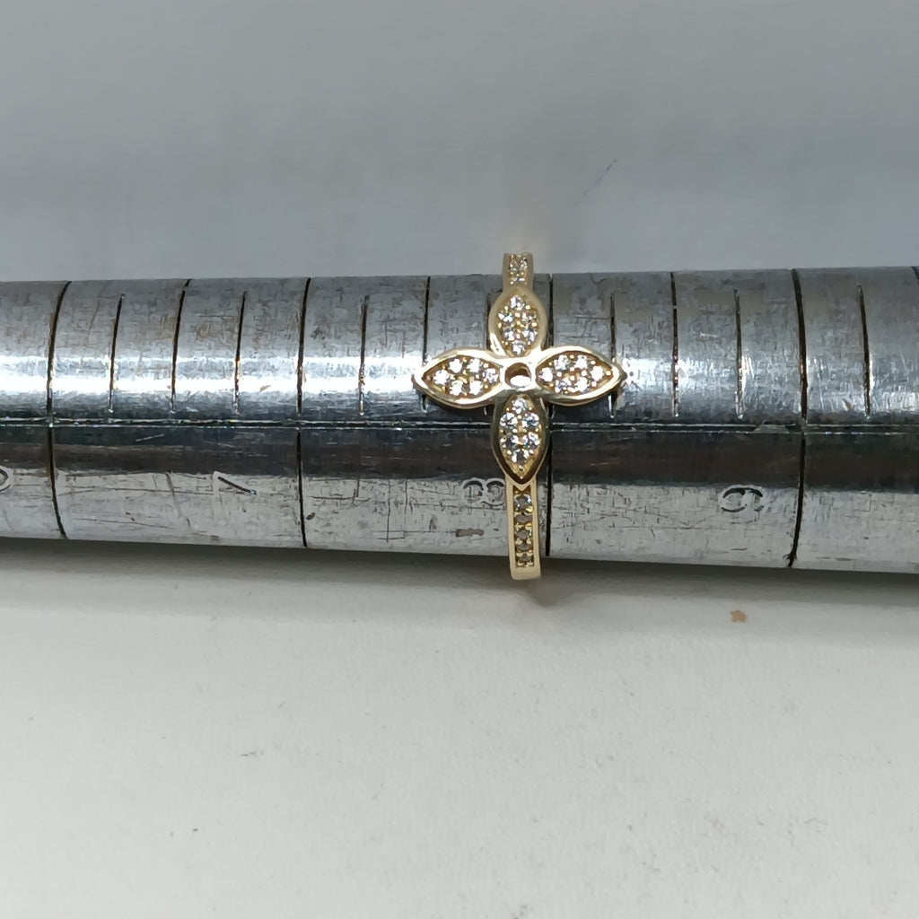 ANILLO ANILLITO FLOR C CIRCONIAS 14K 8 TALLA 2 GR (NUEVO)