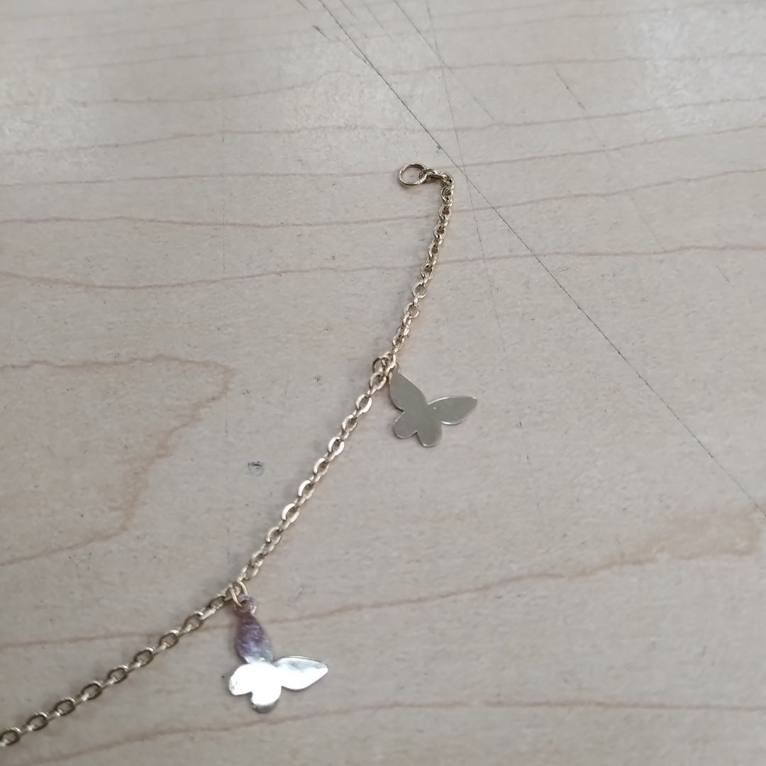 PULSERA ESPECIAL CON MARIPOSAS 14K 18 CM 2 GR (NUEVO)