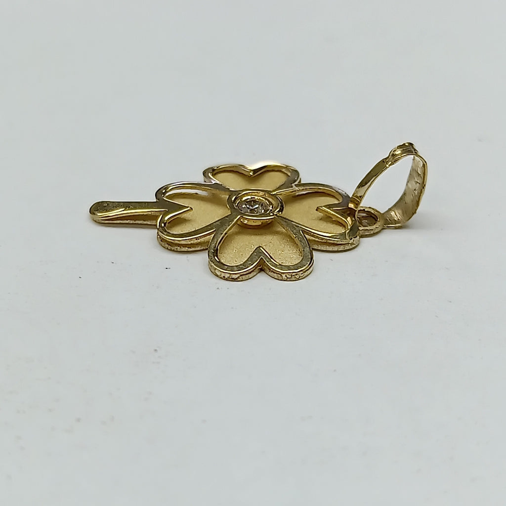 DIJE FIG TREBOL C CIRCONIA 14K 0.8 GR (NUEVO)