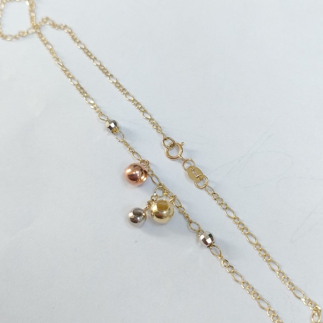 CADENA GARGANTILLA 3X1 CON ESFERAS COMBINADAS 14K 45 CM 3.1 GR (NUEVO)
