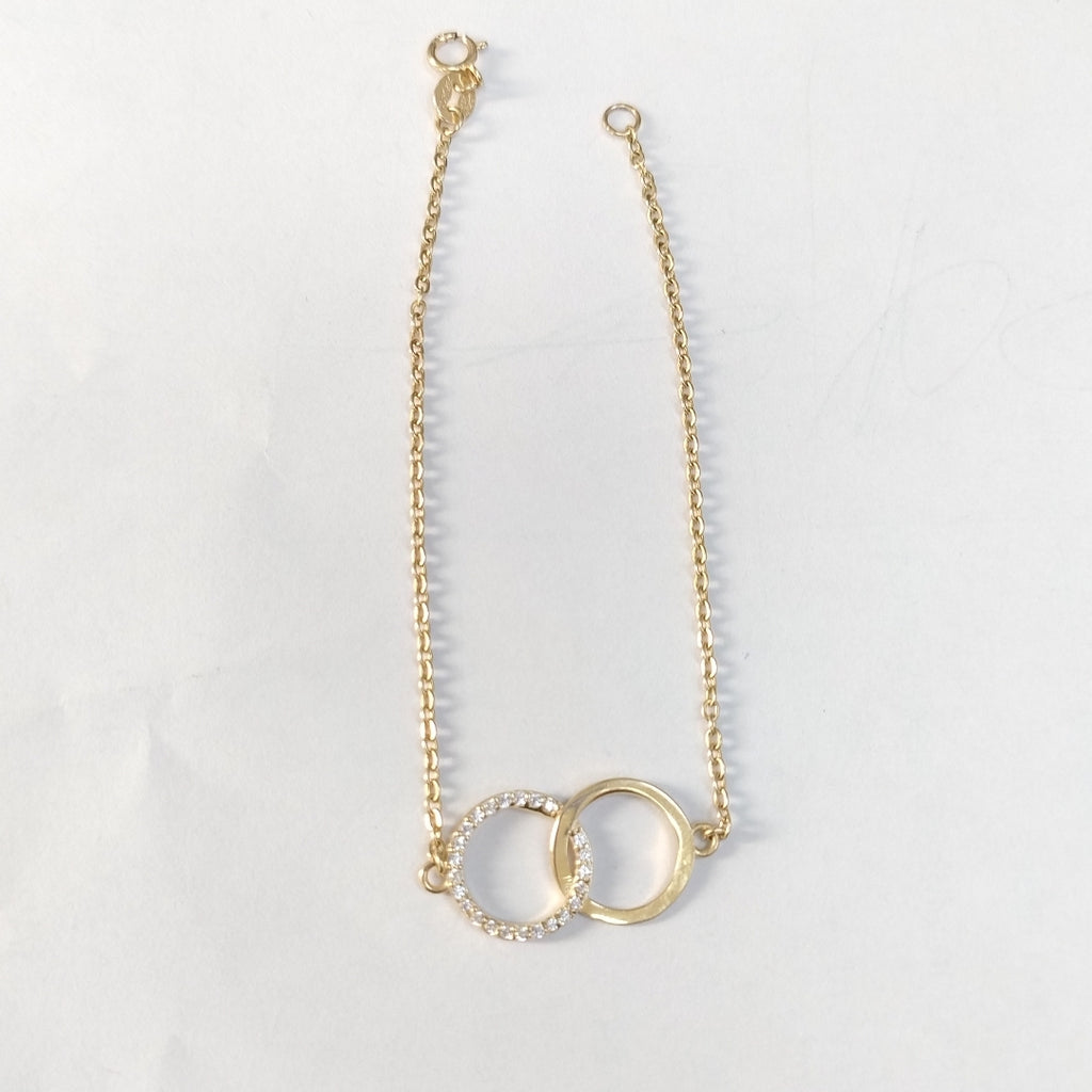 PULSERA TEJIDO ESPECIAL FIG AROS UNIDOS C CIRCS 14K 18 CM 2.1 GR (NUEVO)