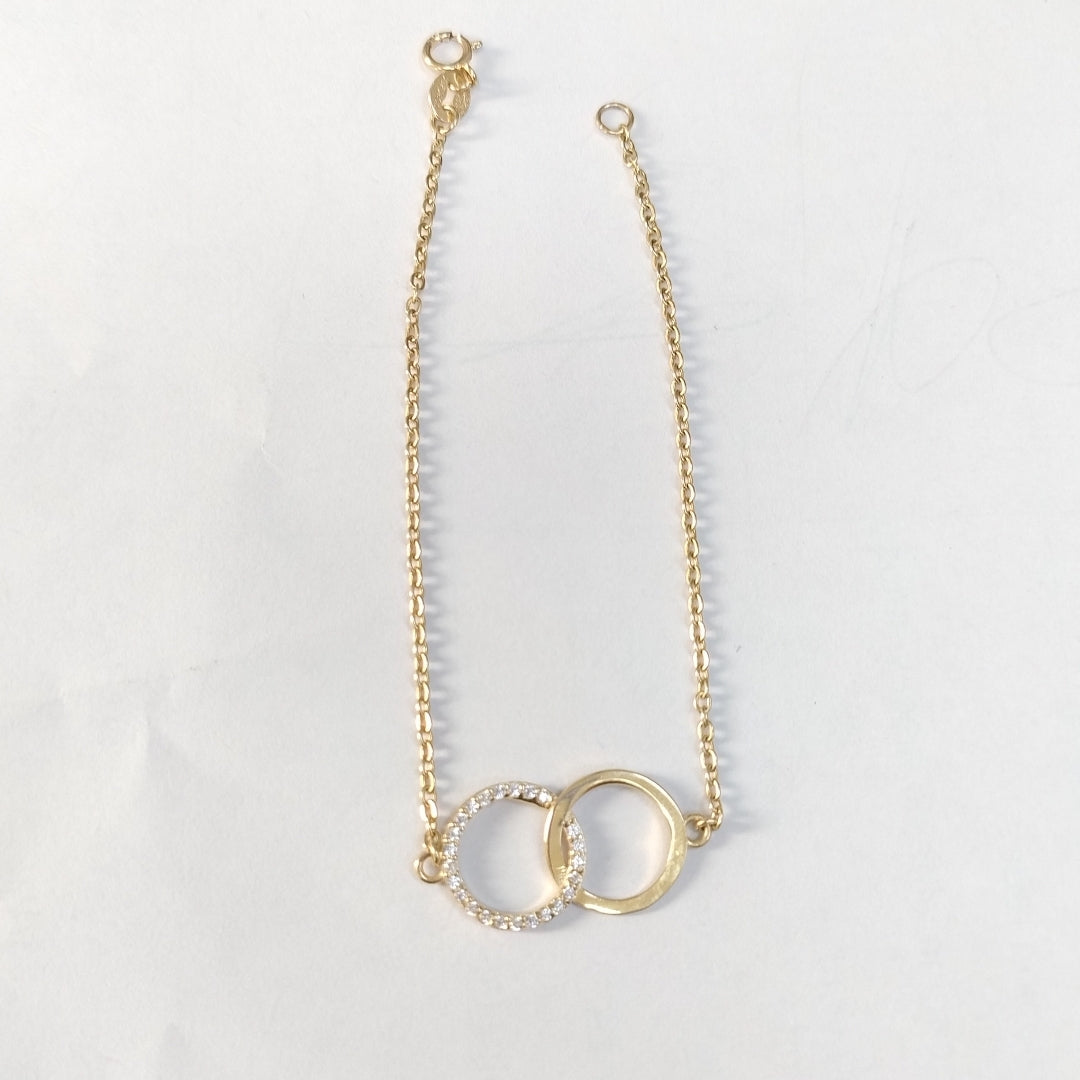 PULSERA TEJIDO ESPECIAL FIG AROS UNIDOS C CIRCS 14K 18 CM 2.1 GR (NUEVO)