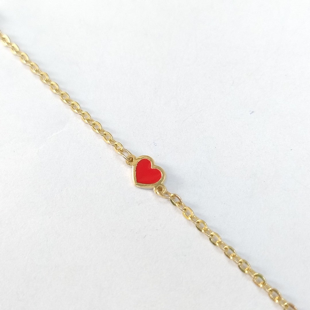 PULSERA ESPECIAL CON CORAZONES 14K 18 CM 1.3 GR (NUEVO)