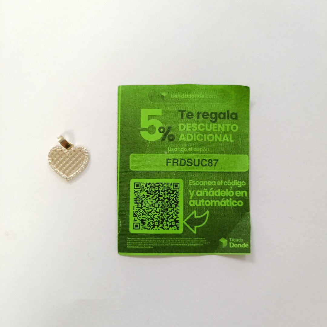 DIJE TEJIDO CORAZON CON CERCO DE CIRCONIAS 14K 1.2 GR (NUEVO)