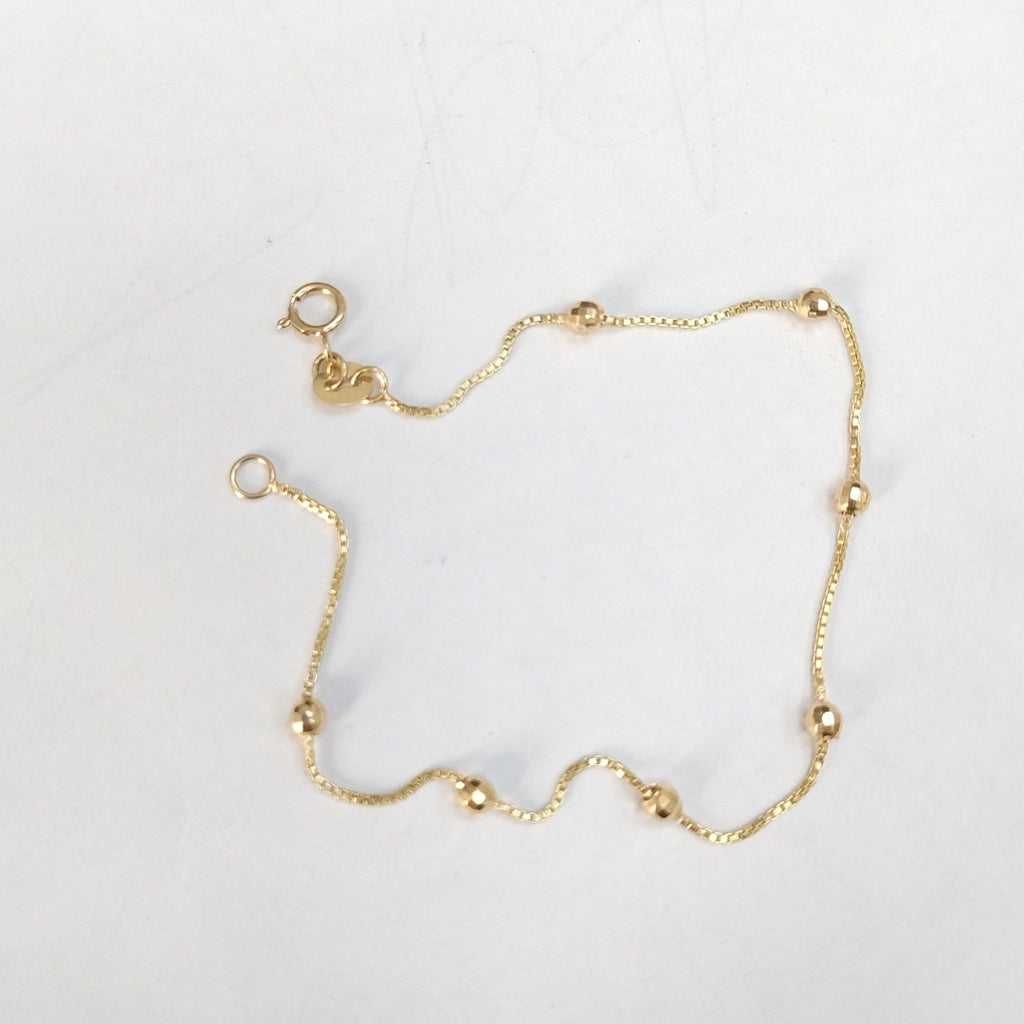 PULSERA ESPECIAL CON BOLITAS 14K 18 CM 1.5 GR (NUEVO)
