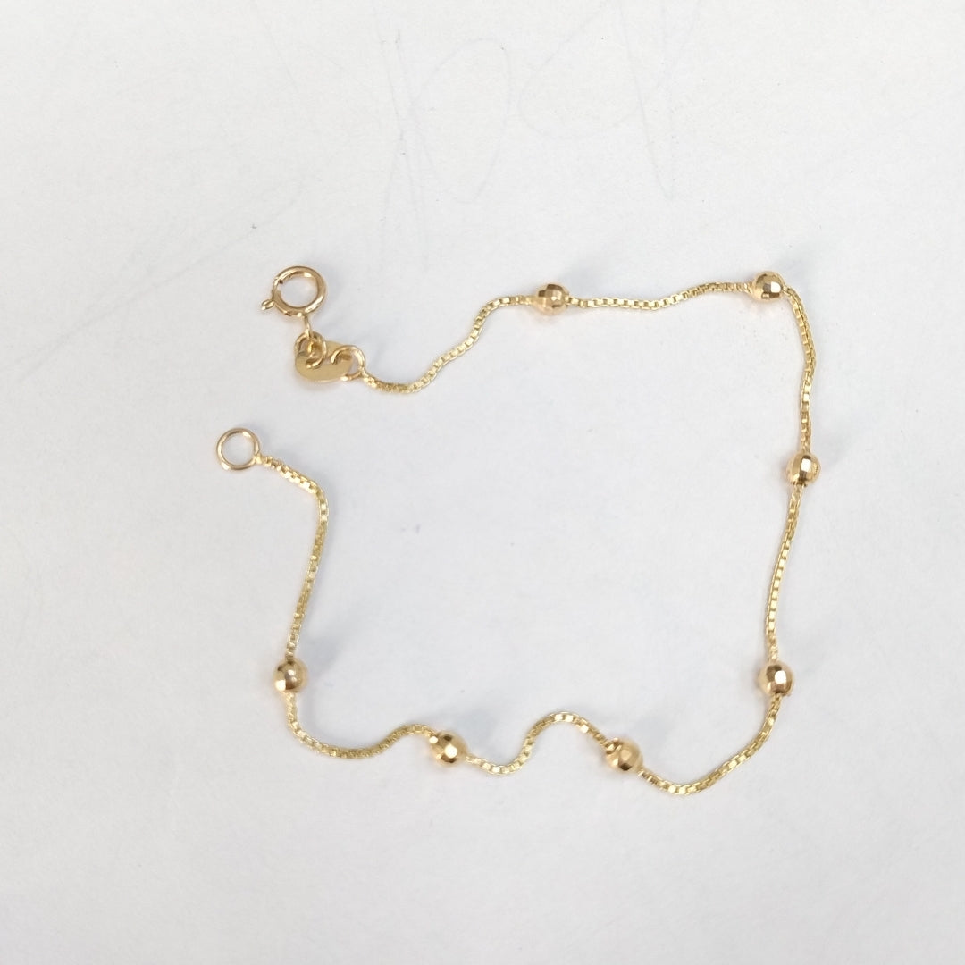 PULSERA ESPECIAL CON BOLITAS 14K 18 CM 1.5 GR (NUEVO)
