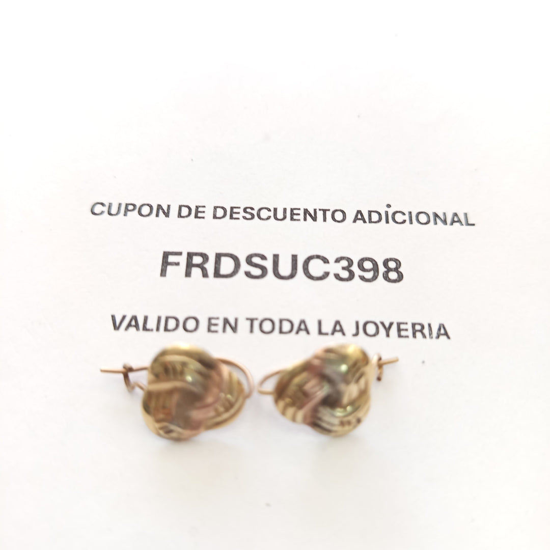 ARETES PAR ORO, ORO COMBINADO 8 K 1.4 GRMS (SEMINUEVO)