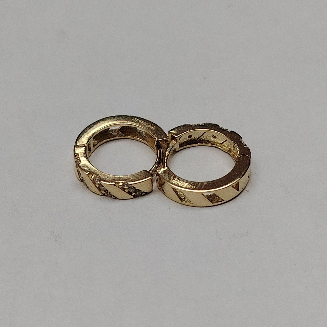 ARETES HUGGIES CON CIRCONIAS 14K 2.3 GR (NUEVO)