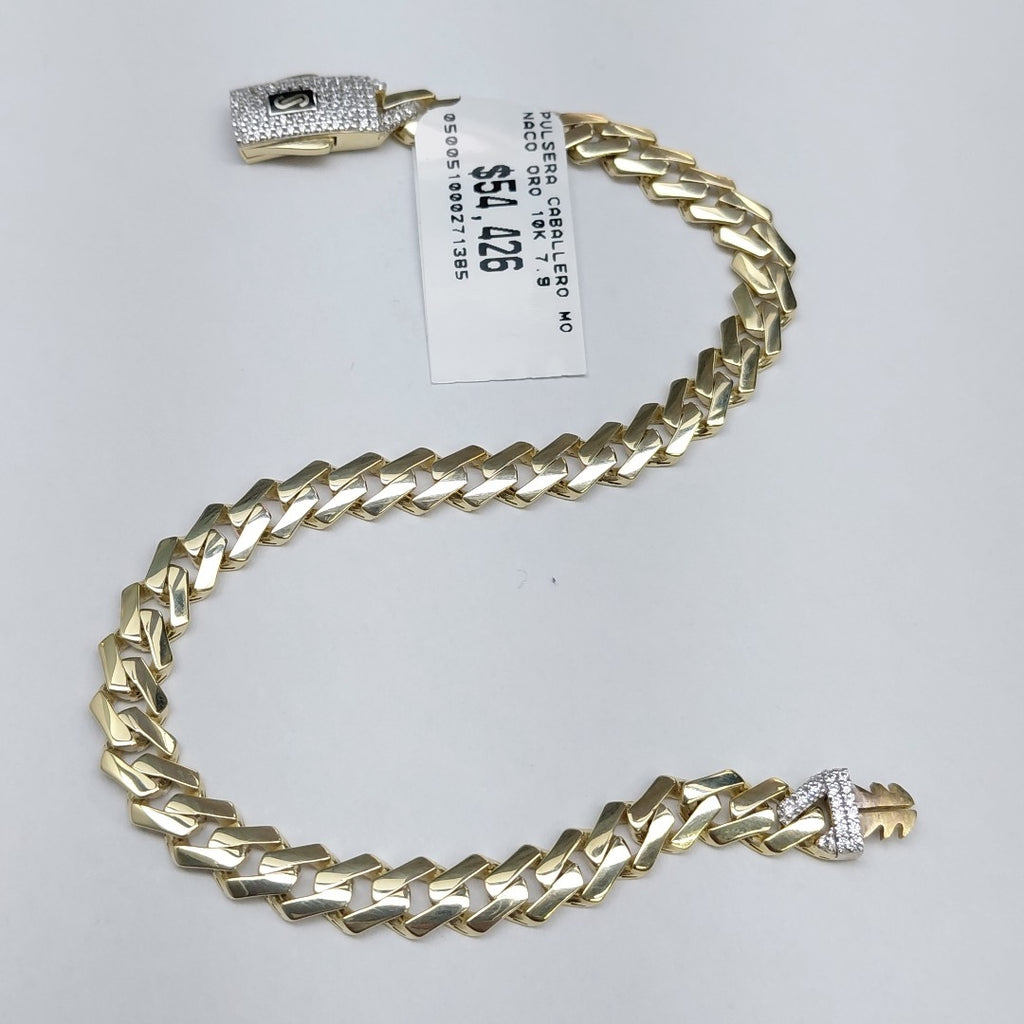 PULSERA CABALLERO MONACO ORO 10K 7.9 (NUEVO)
