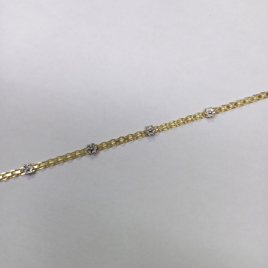 PULSERA ESPECIAL C FLORES 14K 18 CM 2.9 GR (NUEVO)
