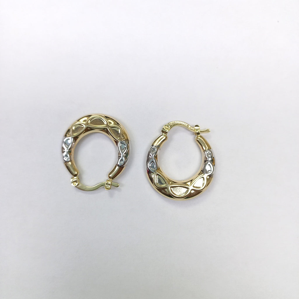 ARETES ARRACADAS COMBINADAS CON INFINITO 14K 2.3 GR (NUEVO)