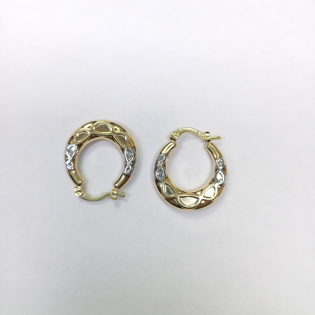ARETES ARRACADAS COMBINADAS CON INFINITO 14K 2.3 GR (NUEVO)