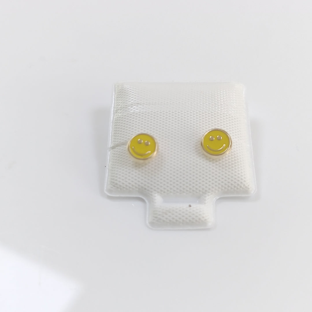 BROQUELES BROQUEL FIG SONRISA ESMALTE AMARILLO 14K 0.2074 GR (NUEVO)