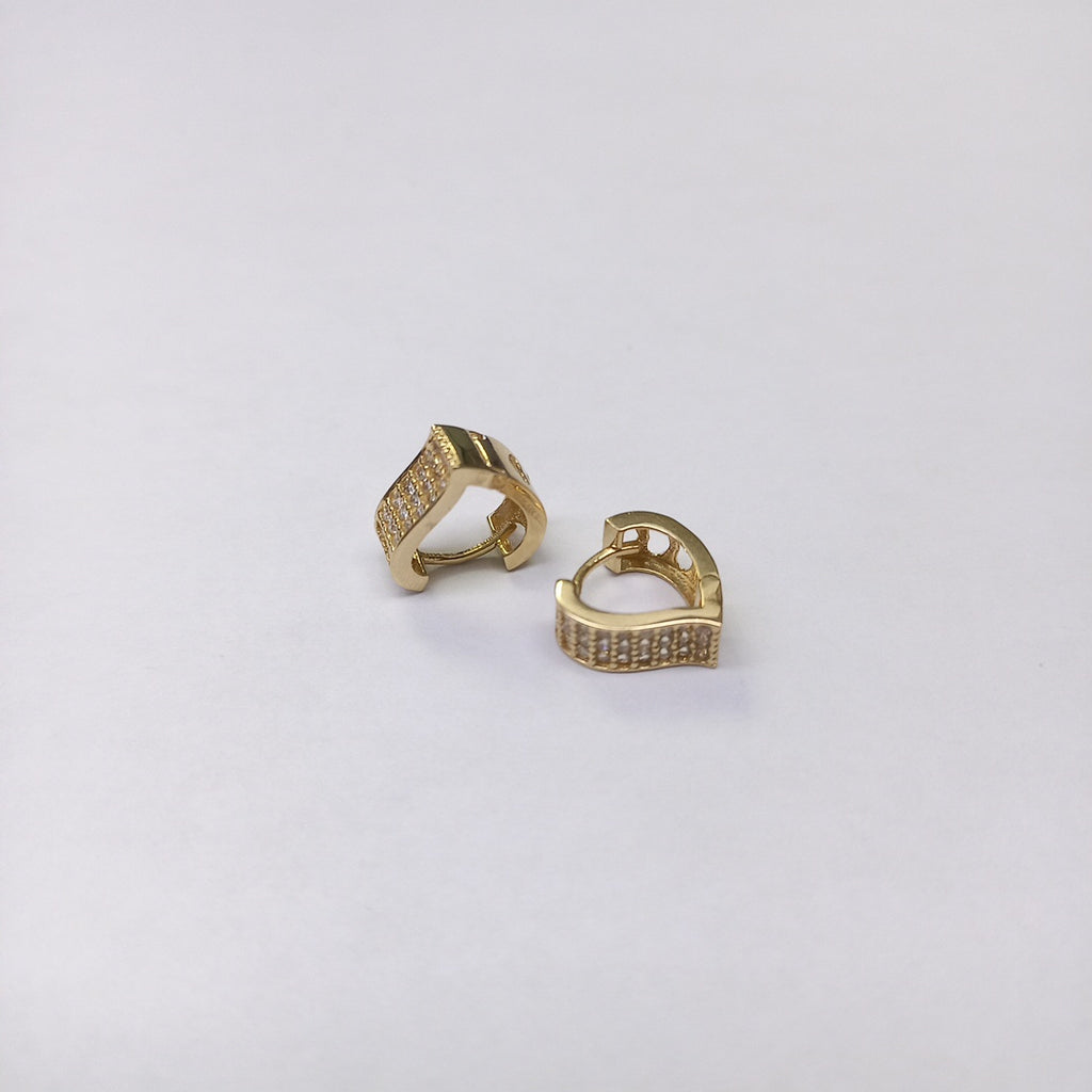 ARETES ARRACADAS CORAZON C CIRCONIAS 14K 2.1 GR (NUEVO)