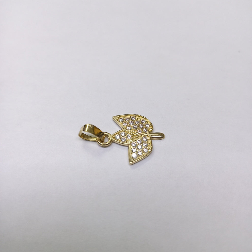 DIJE TEJIDO HOJAS CON CIRCONIAS 14K 0.9 GR (NUEVO)