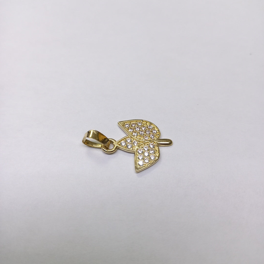DIJE TEJIDO HOJAS CON CIRCONIAS 14K 0.9 GR (NUEVO)