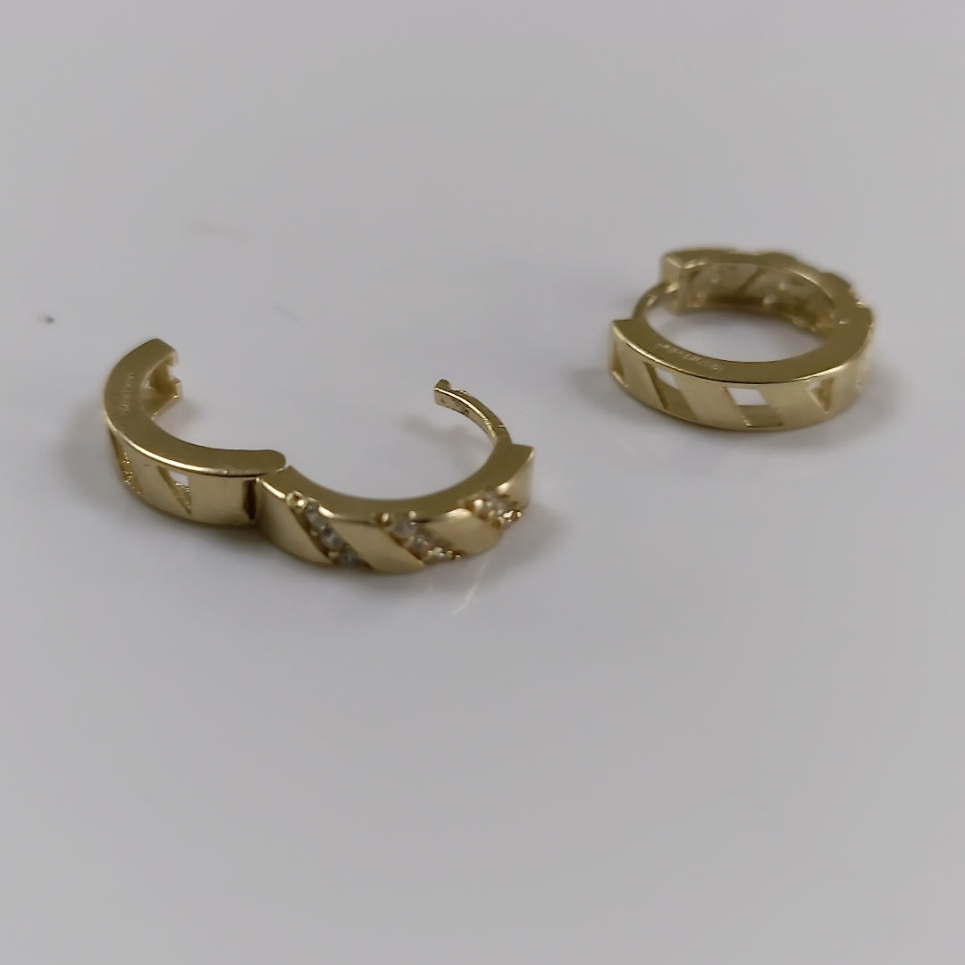 ARETES HUGGIES CON CIRCONIAS 14K 2.3 GR (NUEVO)
