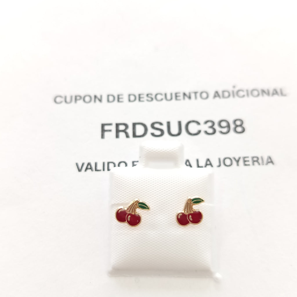 BROQUELES BROQUE FIG CEREZA C ESMALTE 14K 0.2203 GR (NUEVO)