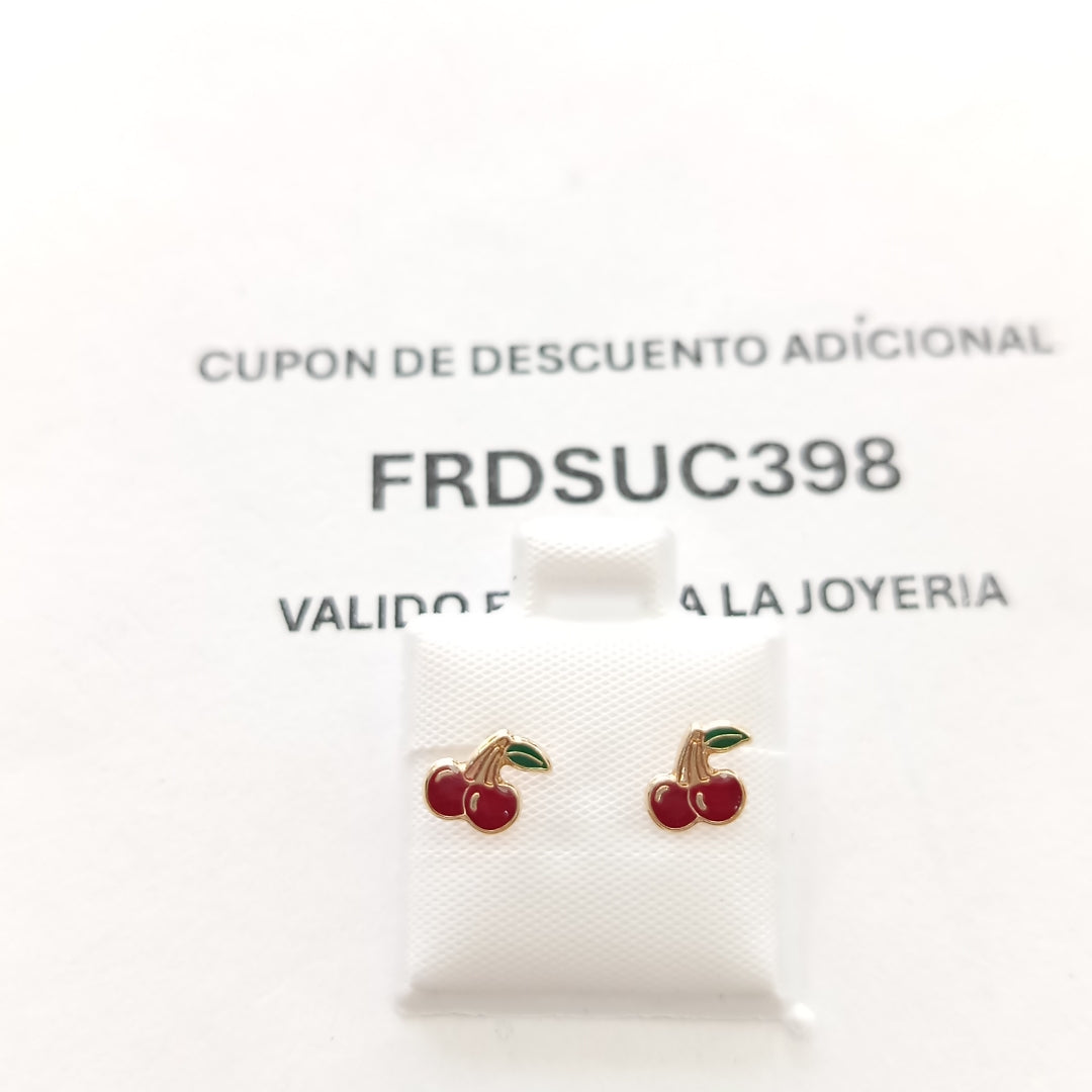 BROQUELES BROQUE FIG CEREZA C ESMALTE 14K 0.2203 GR (NUEVO)