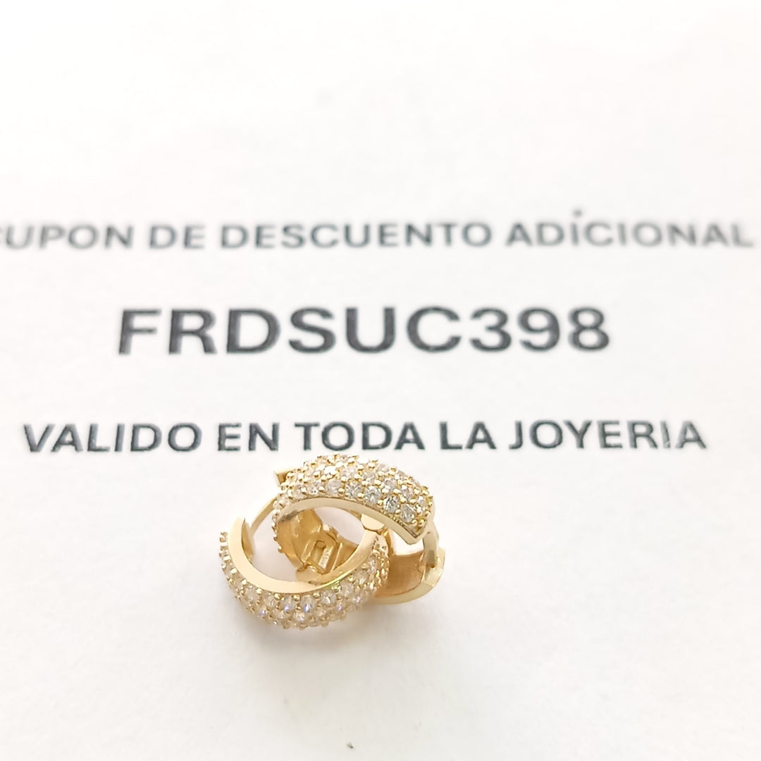 ARETES HUGGIE CON CIRCONIAS 14K 2 GR (NUEVO)