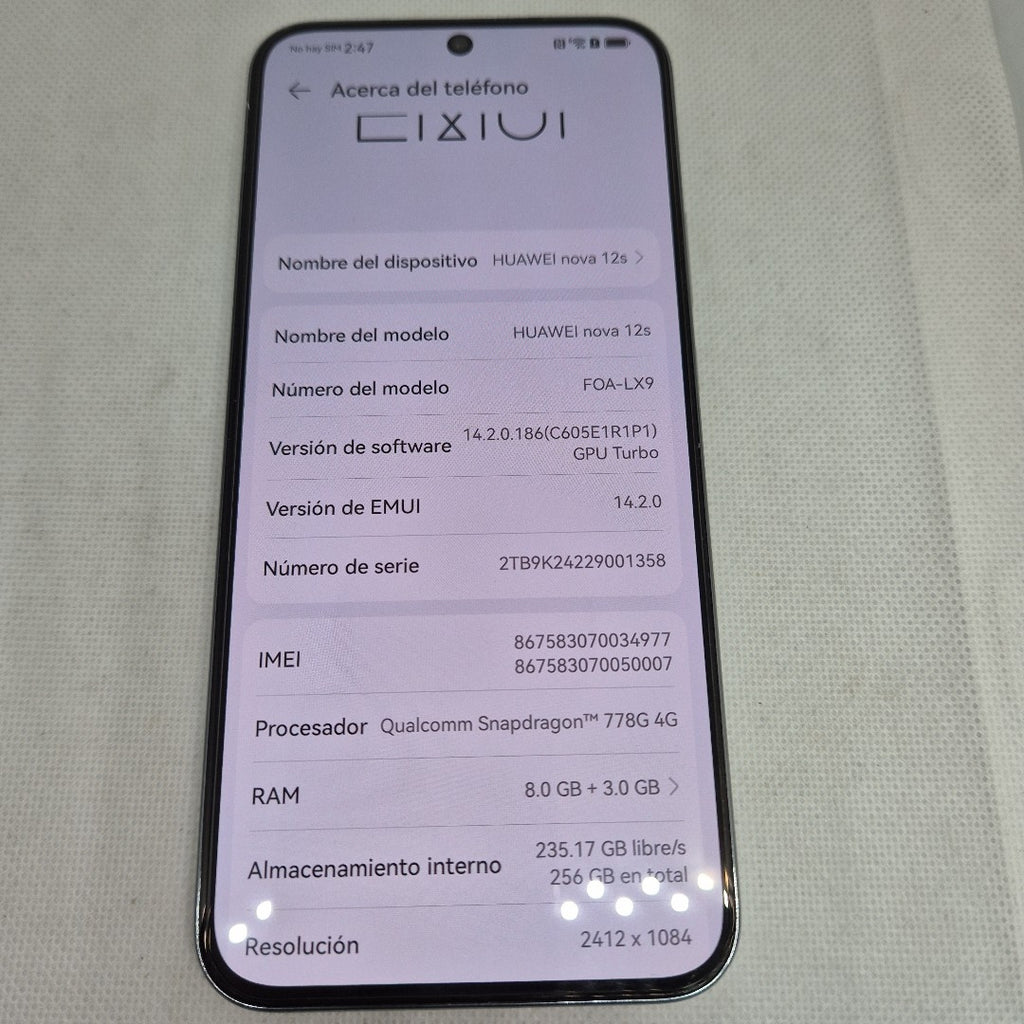 CELULAR HUAWEI NOVA 12S FOA-LX9 (2024) 256 GB 8 GB RAM (SEMINUEVO)