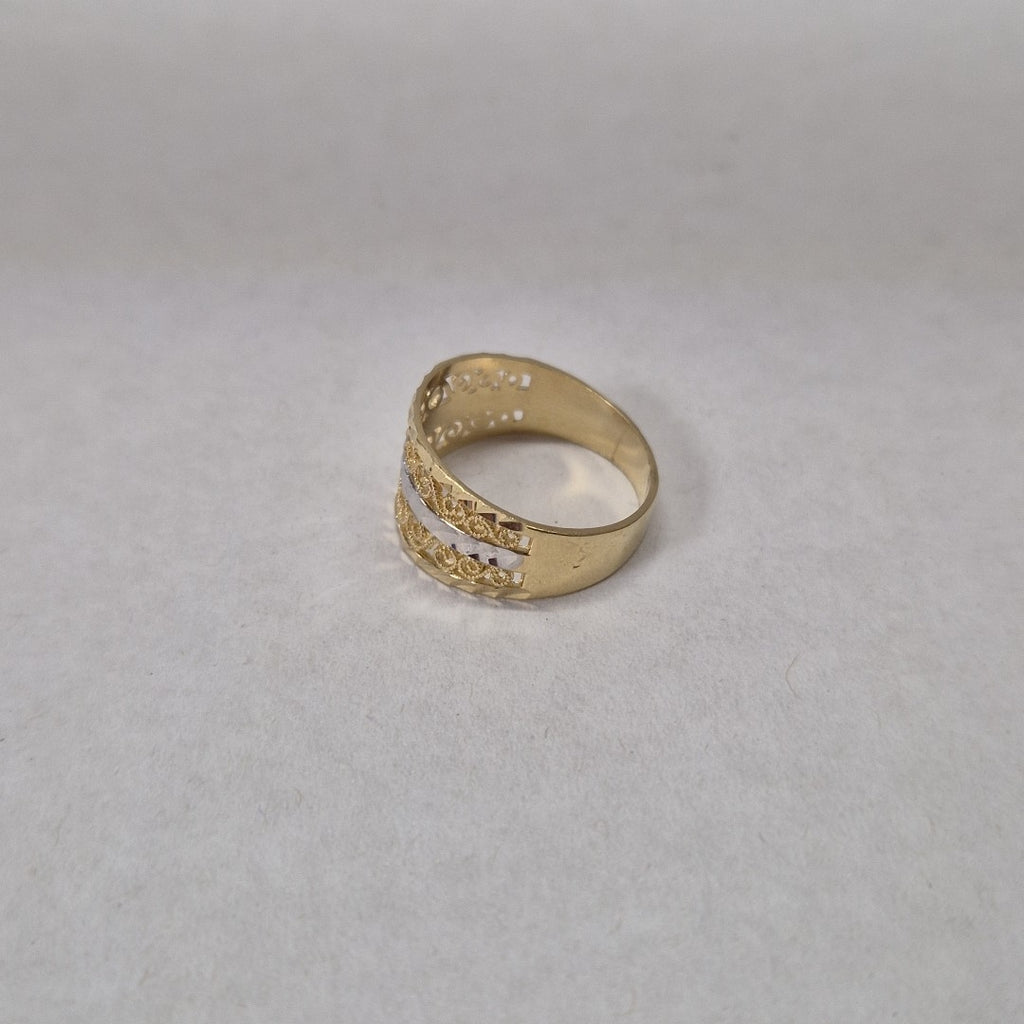 ANILLOS TIPO FILIGRANA COMBINADO 14K TALLA 8 3 GR (NUEVO)