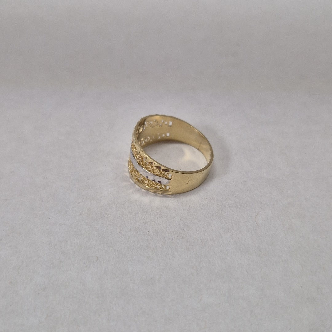 ANILLOS TIPO FILIGRANA COMBINADO 14K TALLA 8 3 GR (NUEVO)