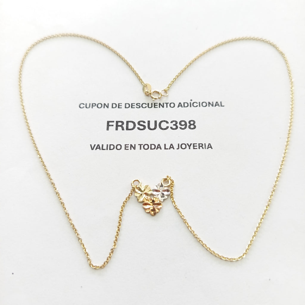 CADENA TEJIDO GARGANTILLA ESPECIAL C FLORES 14K 45 CM 3 GR (NUEVO)
