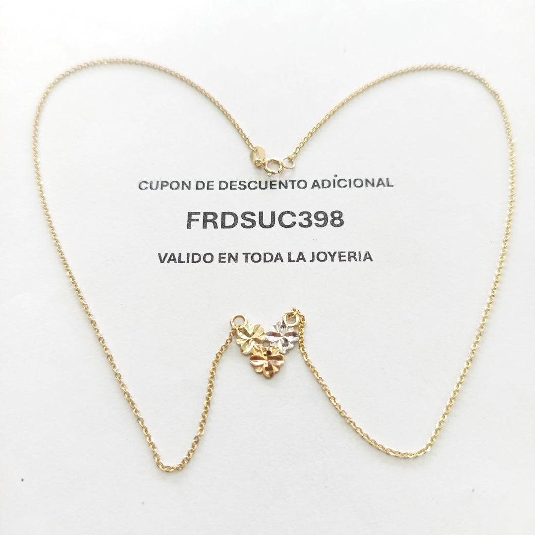 CADENA TEJIDO GARGANTILLA ESPECIAL C FLORES 14K 45 CM 3 GR (NUEVO)