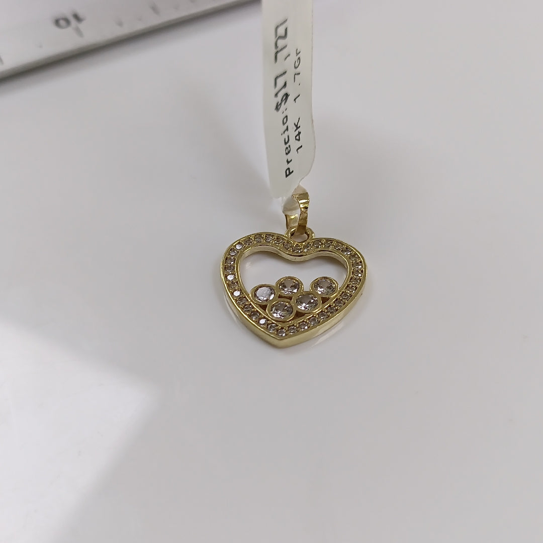 DIJE CORAZON CON CIRCONIAS 14K 1.7 GR (NUEVO)