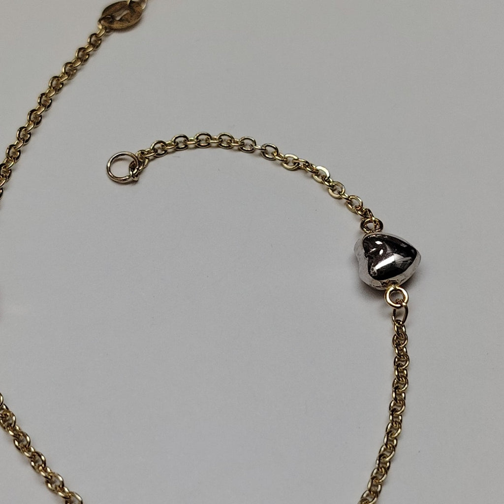 PULSERA ESP CON CORAZONES COMBINADOS 14K 18 CM 1.6 GR (NUEVO)