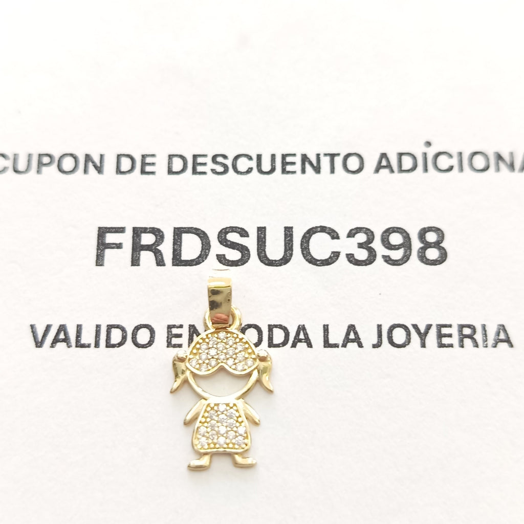 DIJE TEJIDO NIÑA CON CIRCONIAS 14K 0.9 GR (NUEVO)