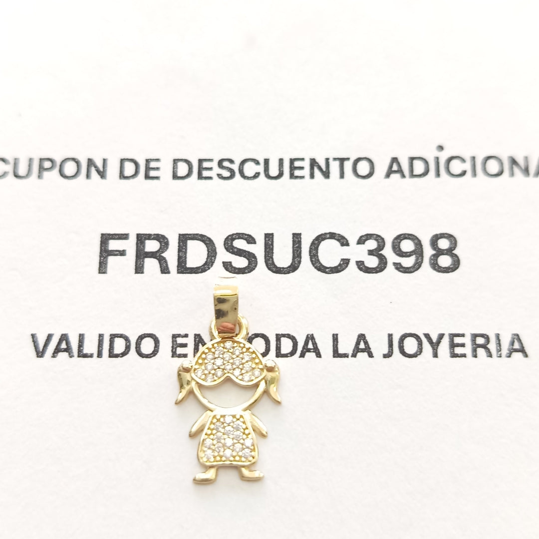DIJE TEJIDO NIÑA CON CIRCONIAS 14K 0.9 GR (NUEVO)