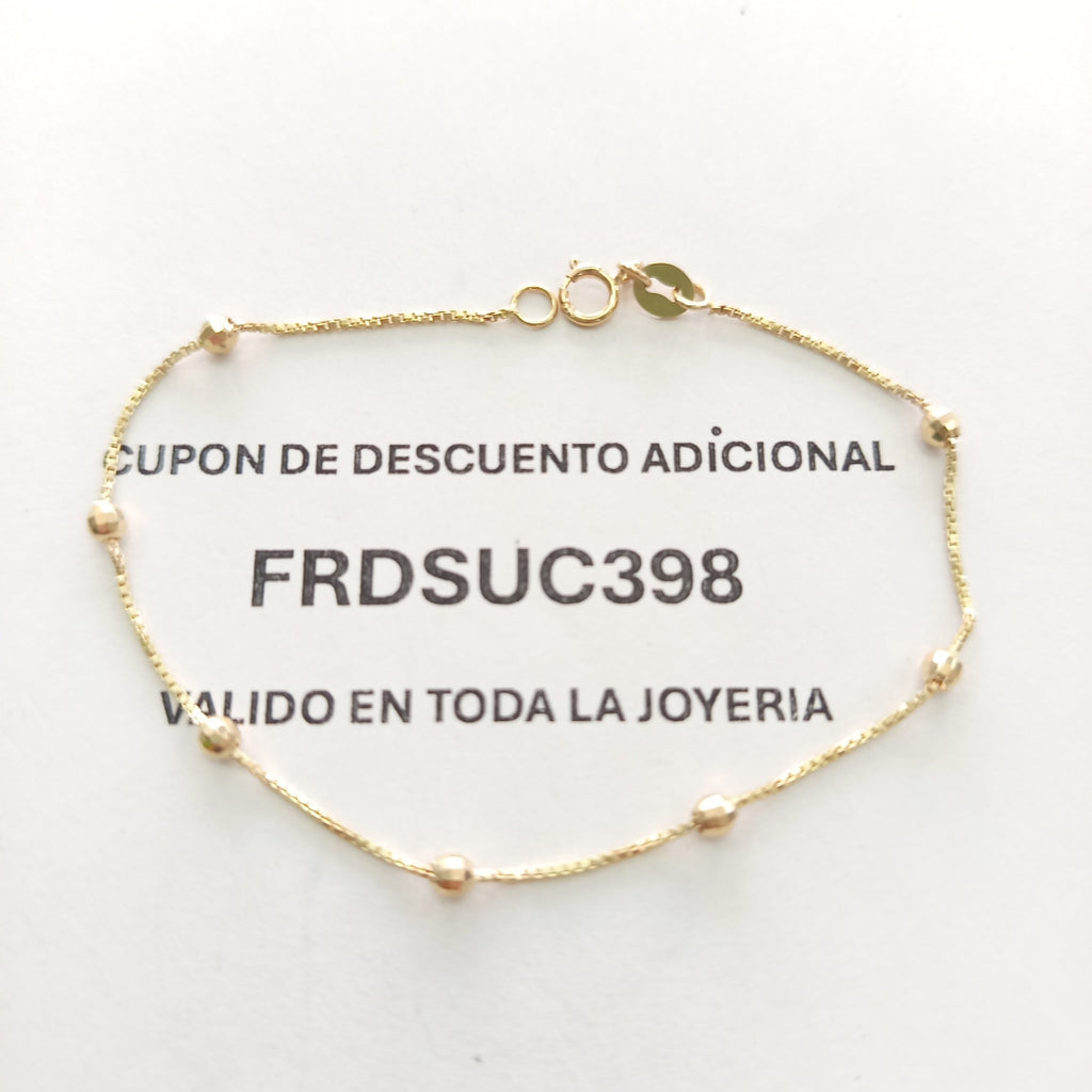 PULSERA ESPECIAL CON BOLITAS 14K 18 CM 1.4 GR (NUEVO)