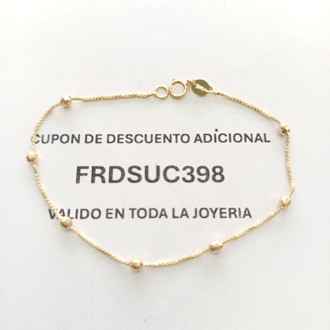 PULSERA ESPECIAL CON BOLITAS 14K 18 CM 1.4 GR (NUEVO)