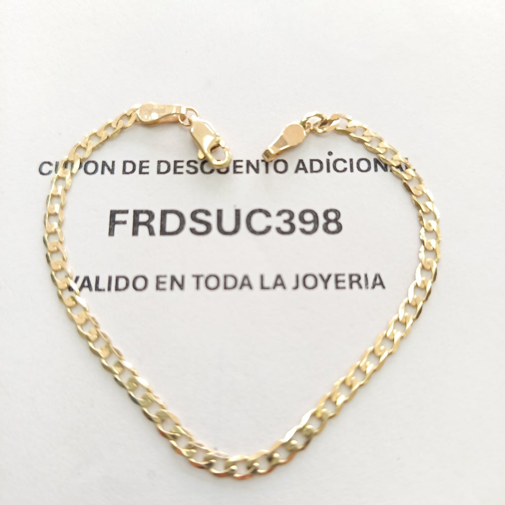 PULSERA TEJIDO BARBADA 14K 18 CM 3.2 GR (NUEVO)