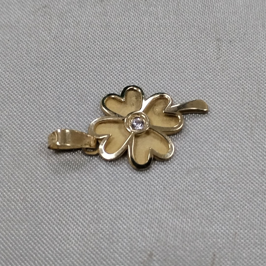 DIJE FIG TREBOL C CIRCONIA 14K 0.8 GR (NUEVO)
