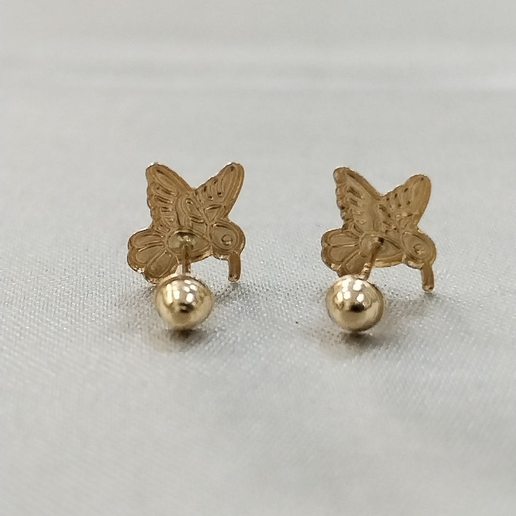 BROQUELES BROQUEL FIG COLIBRI ESMALTE VERDE 14K 0.2138 GR (NUEVO)