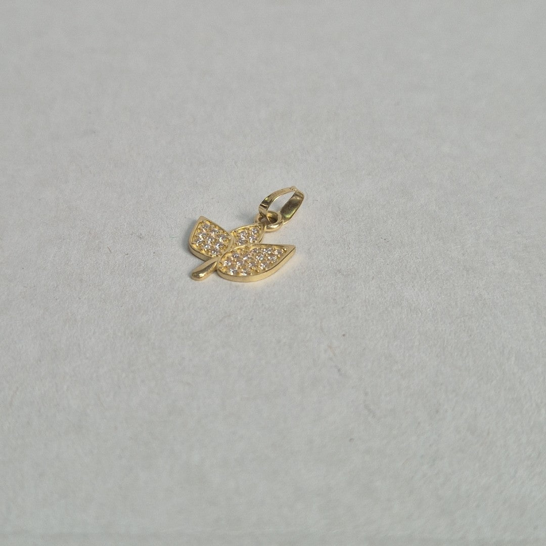 DIJE TEJIDO HOJAS CON CIRCONIAS 14K 1 GR (NUEVO)