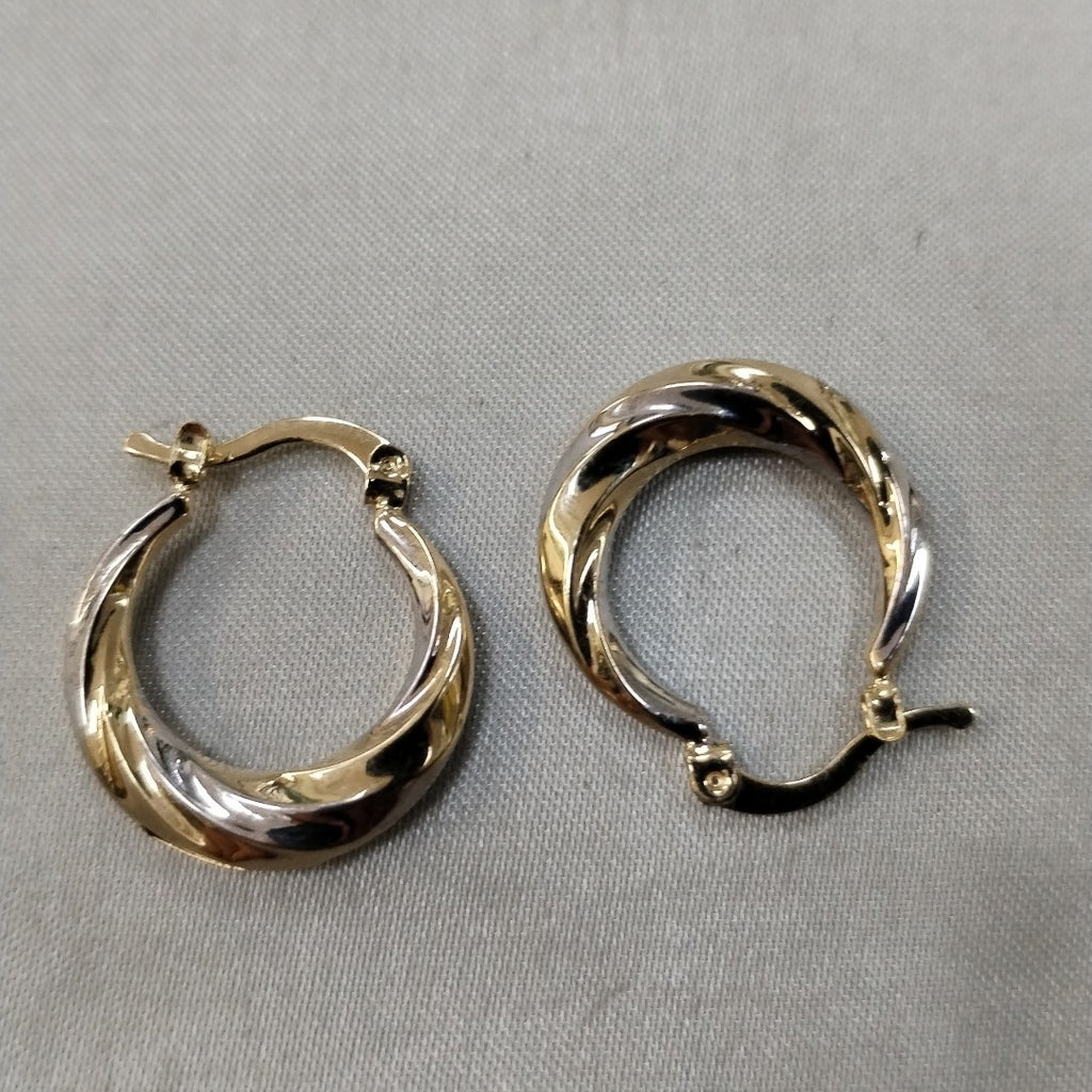ARETES TEJIDO ARRACADA TRENZADA COMBINADA 14K 1.9 GR (NUEVO)