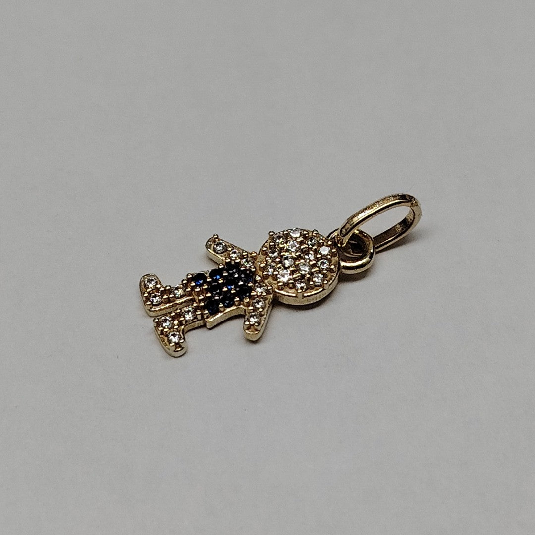 DIJE NIÑO CON CIRCONIAS Y PIEDRAS DE COLOR 10K 0.8 GR (NUEVO)