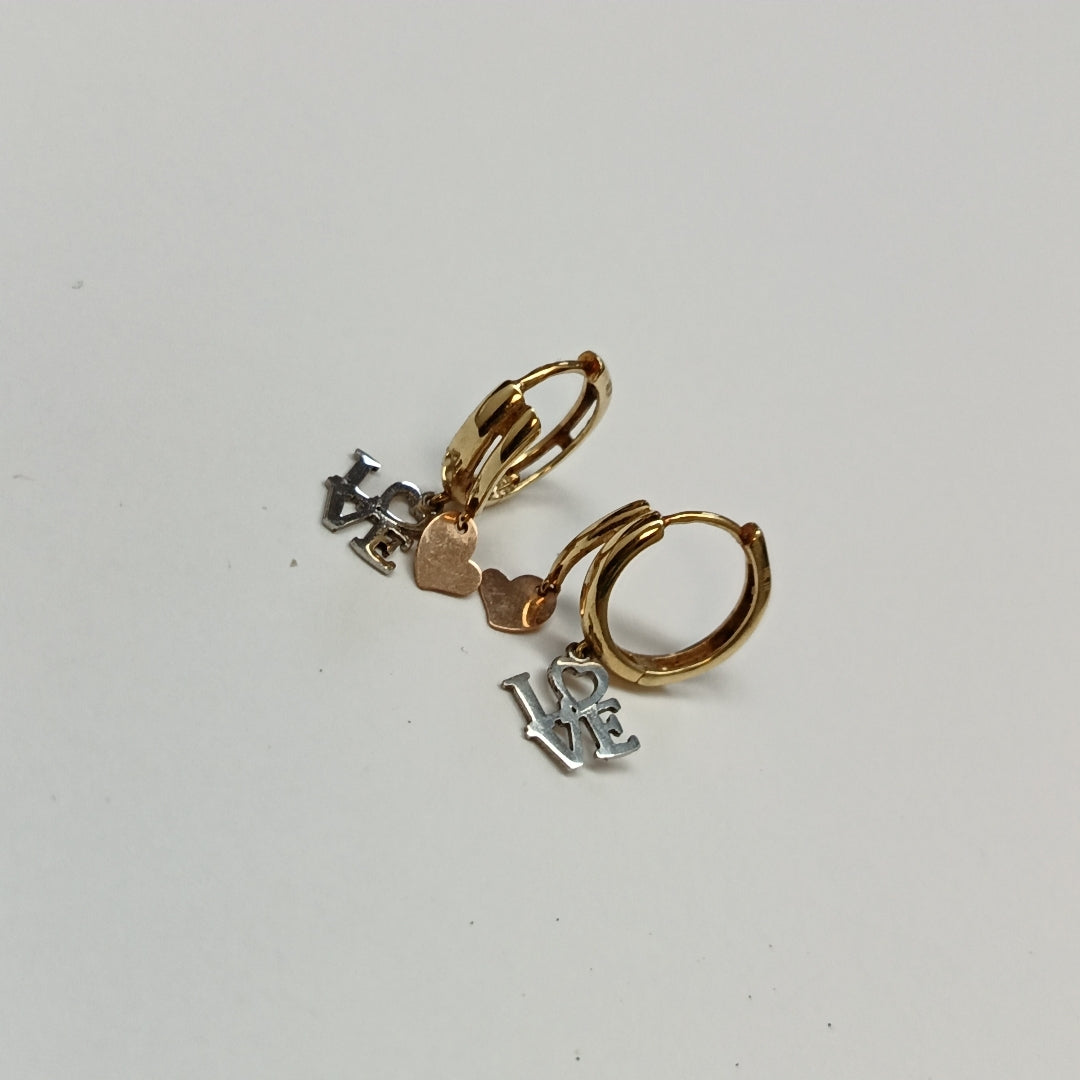 ARRACADAS PAR ORO COMBINADO 14 K 1.9 GRMS (SEMINUEVO)