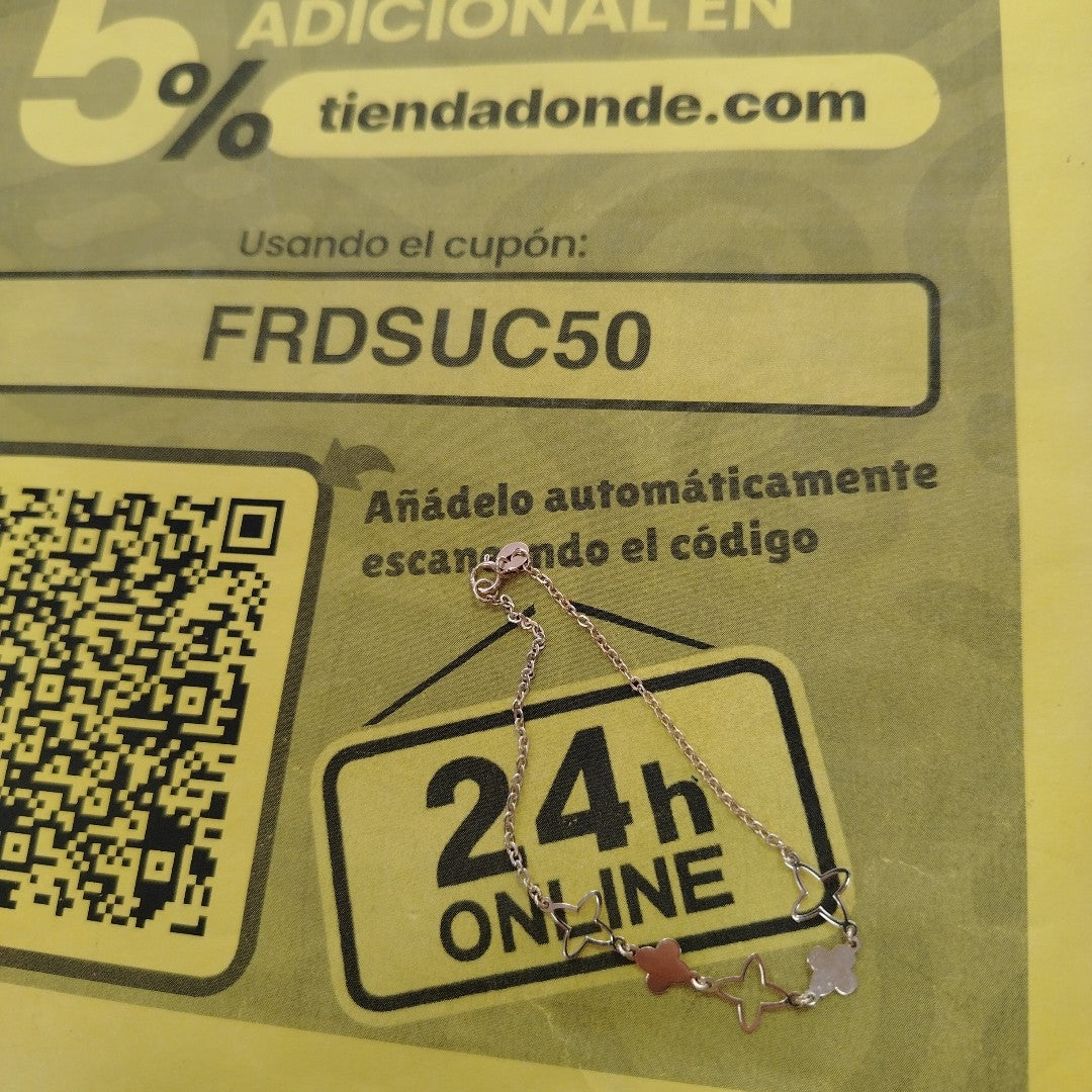 PULSERA TEJIDO ESP CON TREBOL 14K 18 CM 1.6 GR (NUEVO)